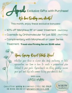 Promotional flyer for aesthetic treatments and offers.