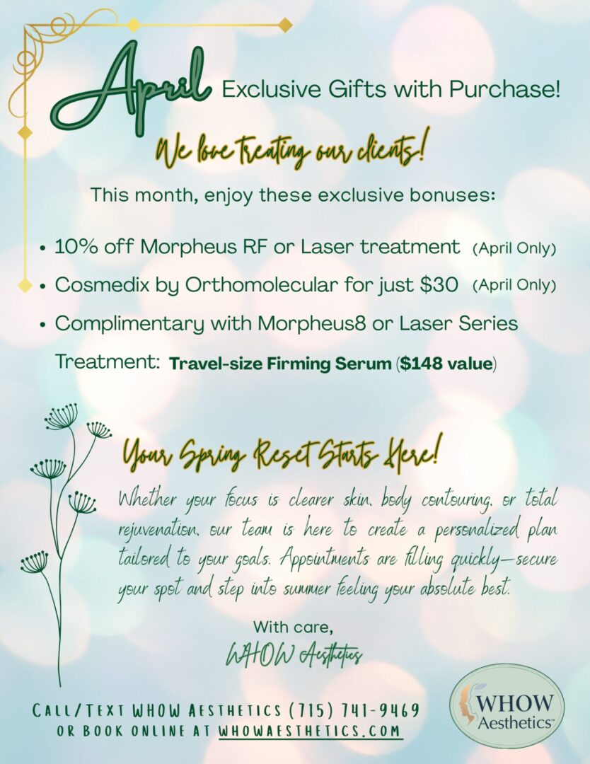Promotional flyer for aesthetic treatments and offers.